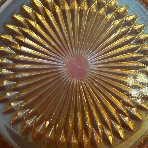 Jeanette Anniversary Serving Bowl Marigold Carnival Glass Iridescent Vintage (84 - Picture 11 of 11
